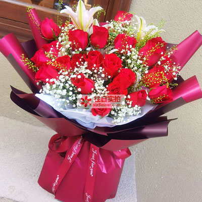 大连30朵红玫瑰百合，做你余生故事里的人