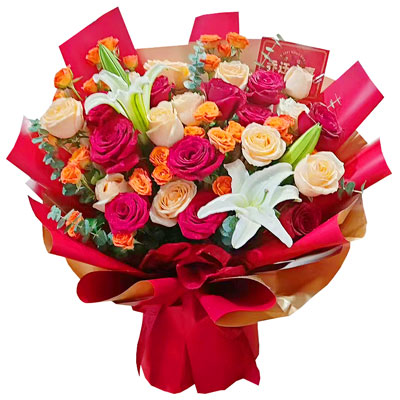 大连19朵玫瑰百合,爱情永不凋零
