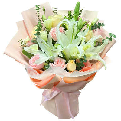 大连10朵玫瑰百合混搭，爱是难忘时刻